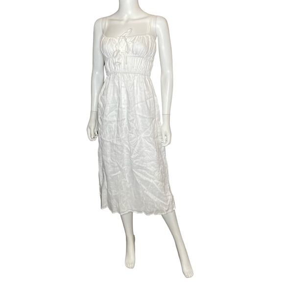 Faithfull the Brand Francesca Midi Dress Plain White Women’s Sz XS - Picture 2 of 8